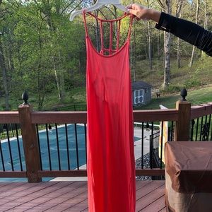 Rip Curl coral backless maxi dress, size M